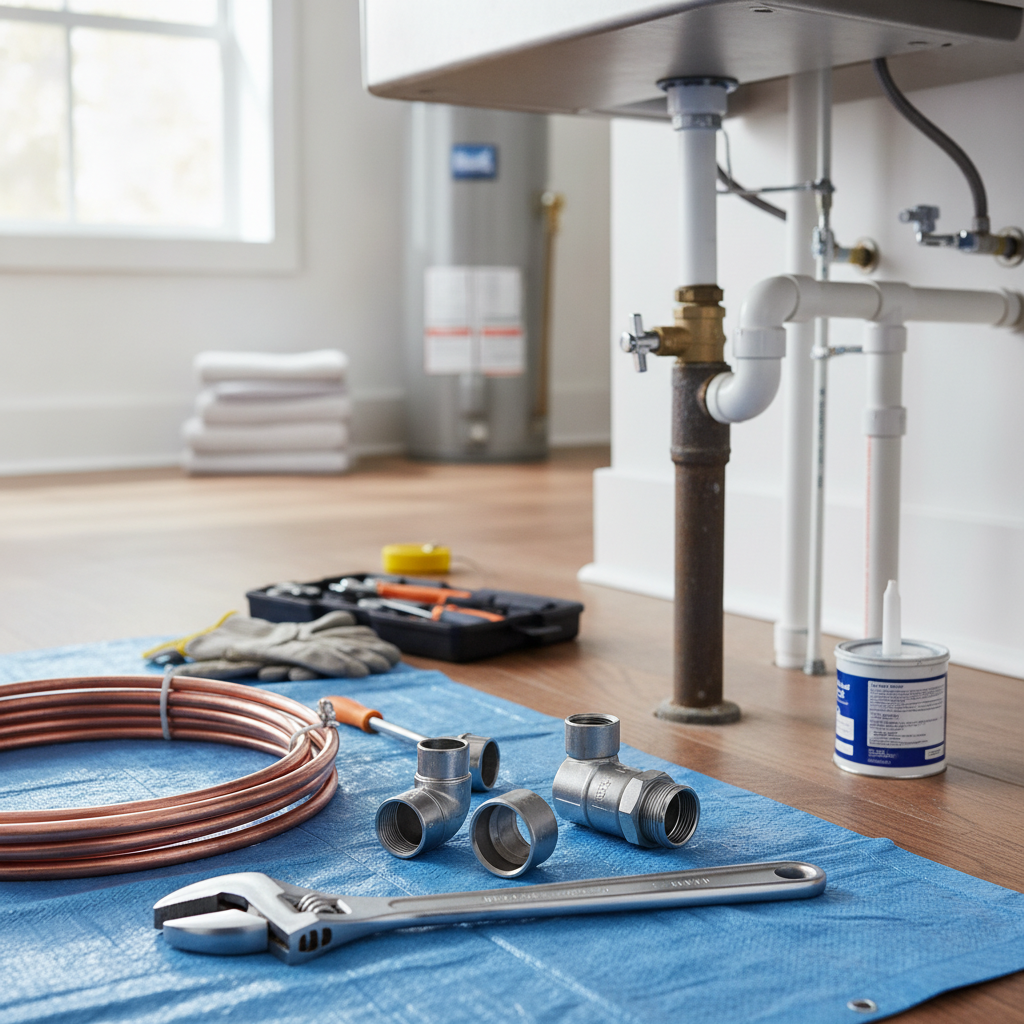 plumber at work - no face, no brand name