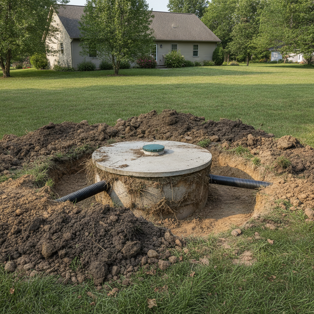 septic tank underground, no people, no excavator